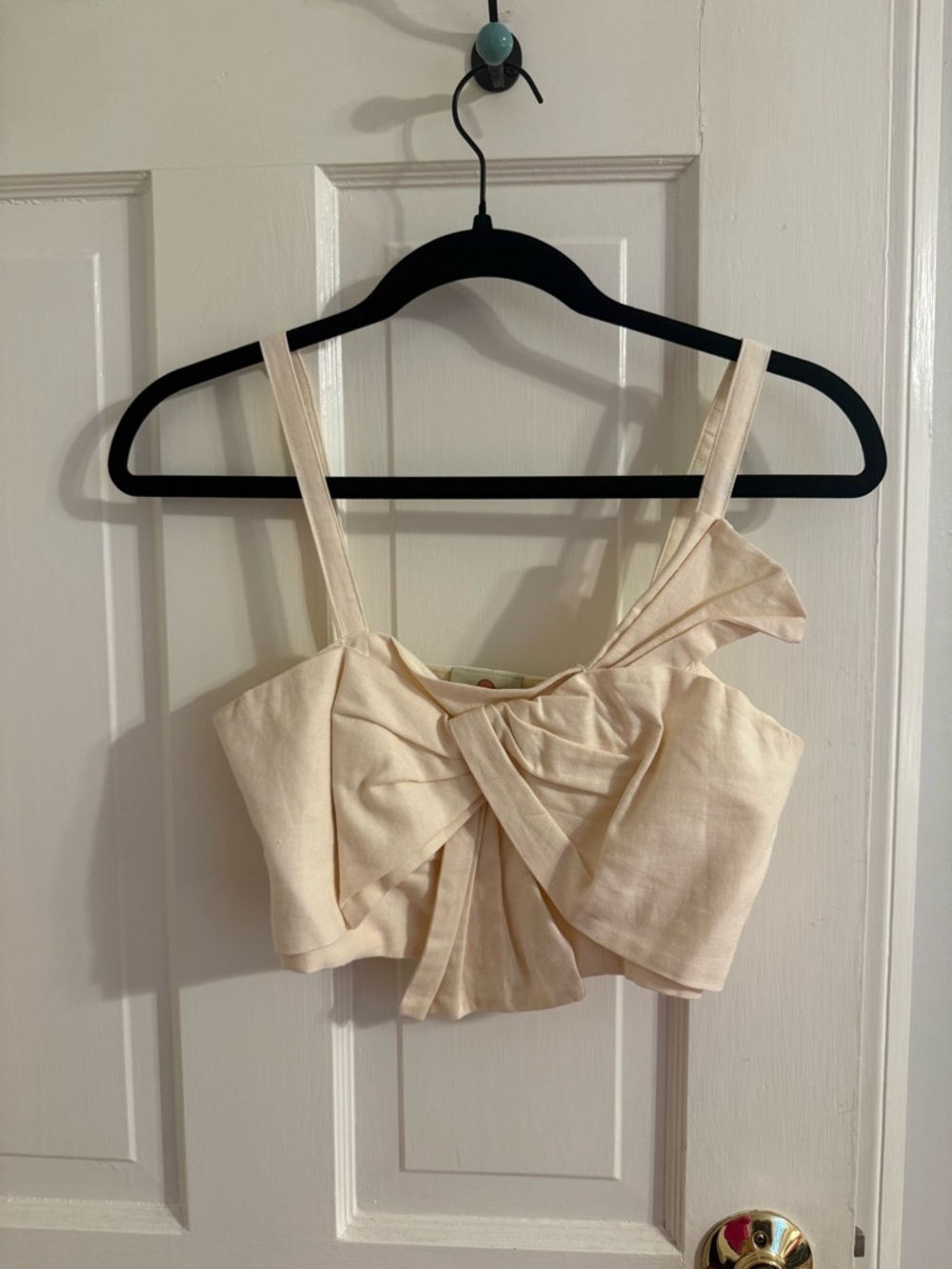 FARM Rio Cream Tie-Front Crop Top